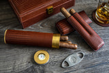 Personalized leather humidor box gift set with matching accessories