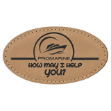 Light Brown Leatherette Oval Name Badge with Magnet