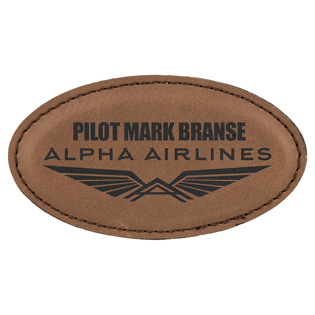 Dark Brown Leatherette Oval Name Badge with Magnet