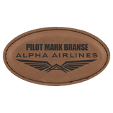 Dark Brown Leatherette Oval Name Badge with Magnet