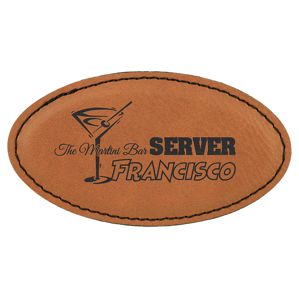 Rawhiden Leatherette Oval Name Badge with Magnet