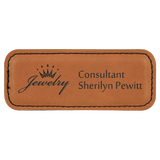 Rawhide Leatherette Round Corner Name Badge with Magnet