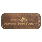 Rustic & Gold Leatherette Round Corner Name Badge with Magnet
