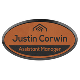 Rawhide Leatherette Oval Name Badge with Plastic Frame