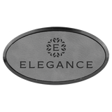 Gray Leatherette Oval Name Badge with Plastic Frame
