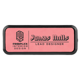 Pink Leatherette Round Corner Name Badge with Plastic Frame