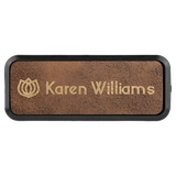 Rustic & Gold Leatherette Round Corner Name Badge with Plastic Frame