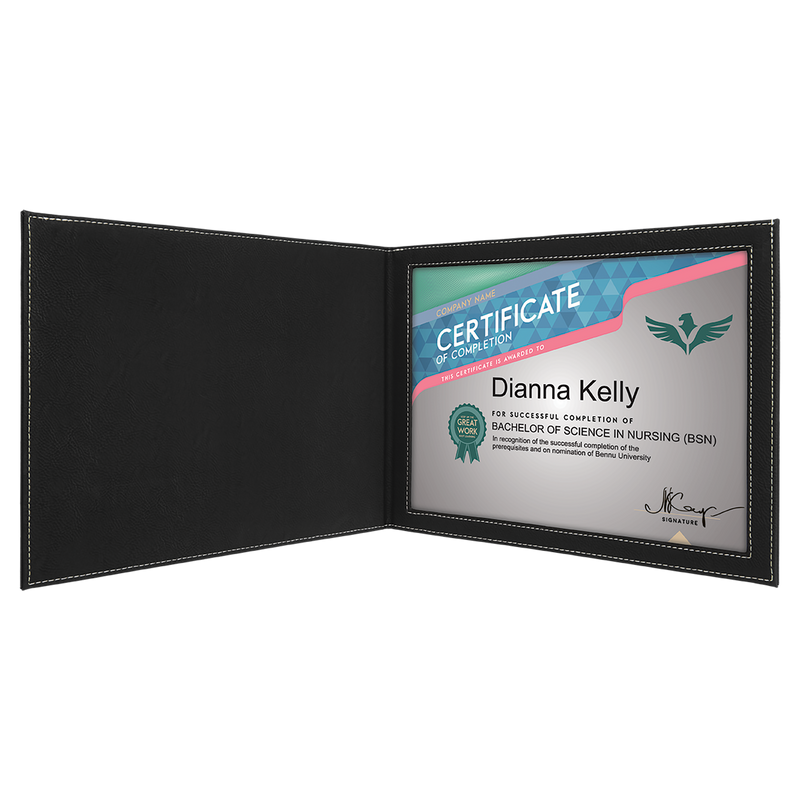 Black & Silver Leatherette Holder or 8 1/2" x 11" Certificate