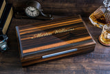 Impressive Cigar Humidor Box with Accessories, High Quality Lacquer Ebony Finish