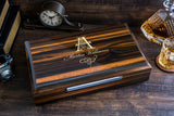 Impressive Cigar Humidor Box with Accessories, High Quality Lacquer Ebony Finish