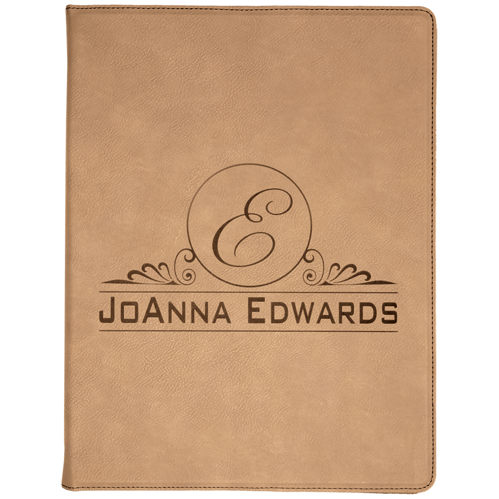 Light Brown Leatherette Portfolio with Notepad