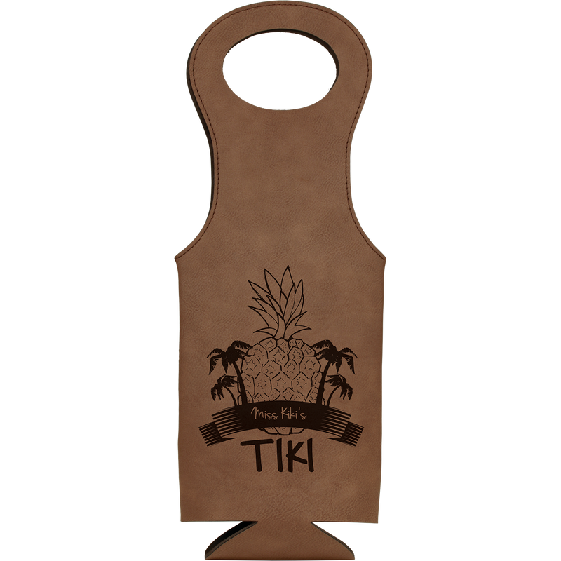 Dark Brown Leatherette Wine Bag