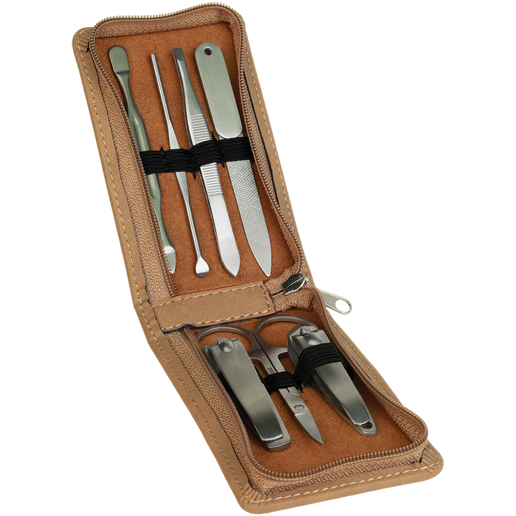 Light Brown Leatherette Manicure Set