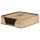 Light Brown Leatherette Square 6-Coaster Set