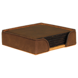 Dark Brown Leatherette Square 6-Coaster Set