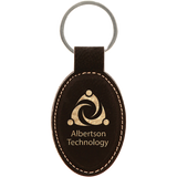 Black & Gold Leatherette Oval Keychain