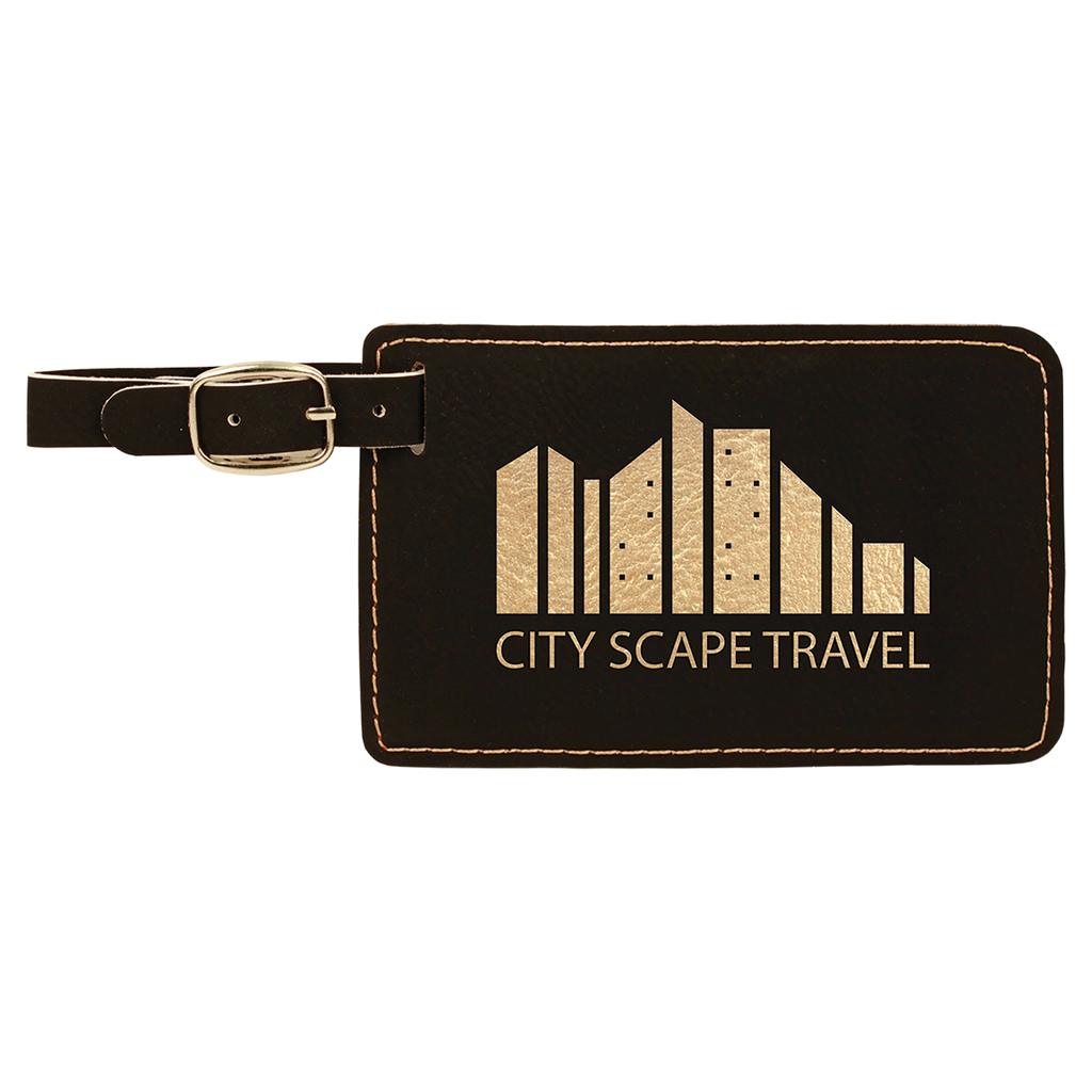 Black & Gold Leatherette Luggage Tag