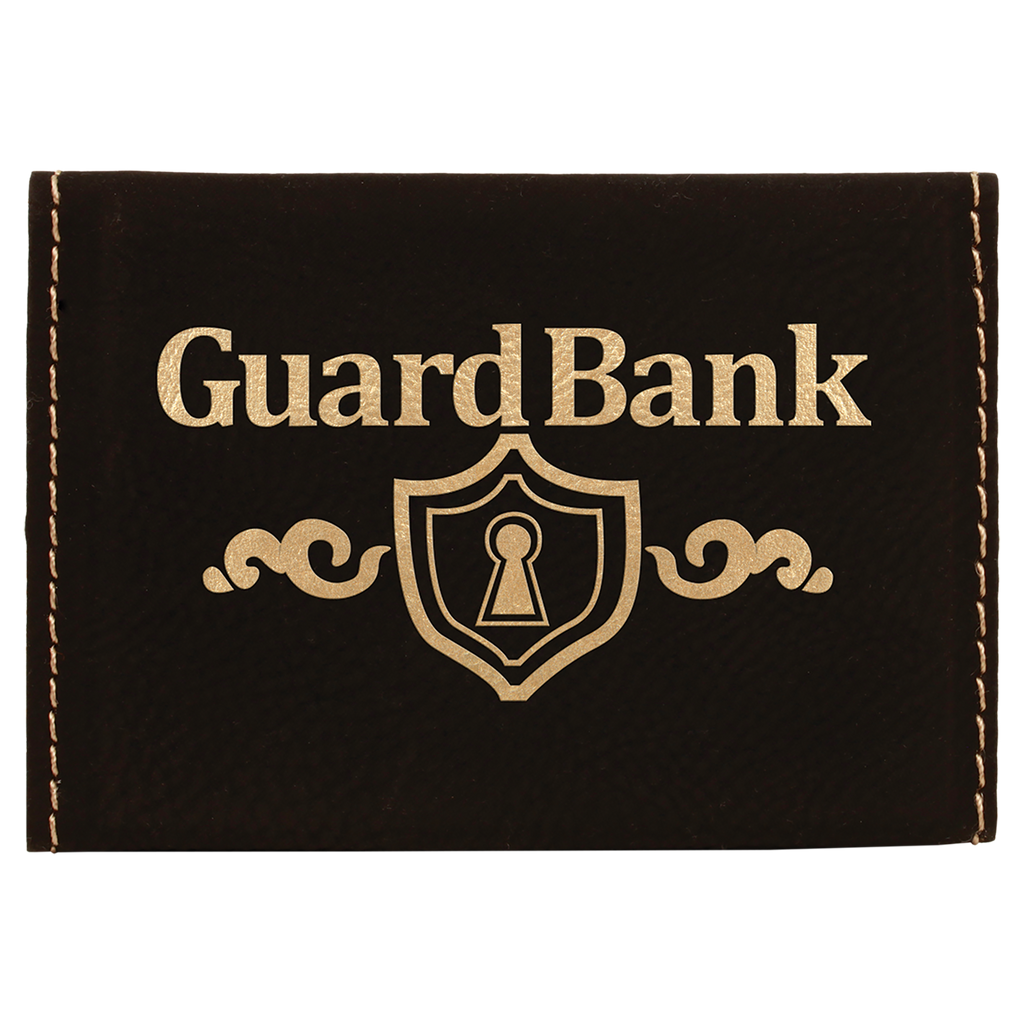 Black & Gold Leatherette Hard Business Card Holder