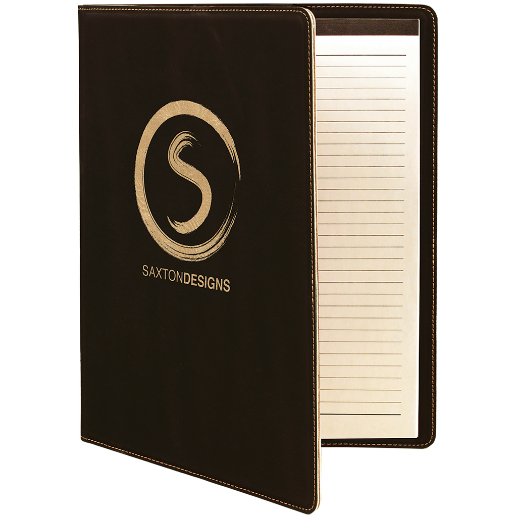 Black & Gold Leatherette Portfolio with Notepad