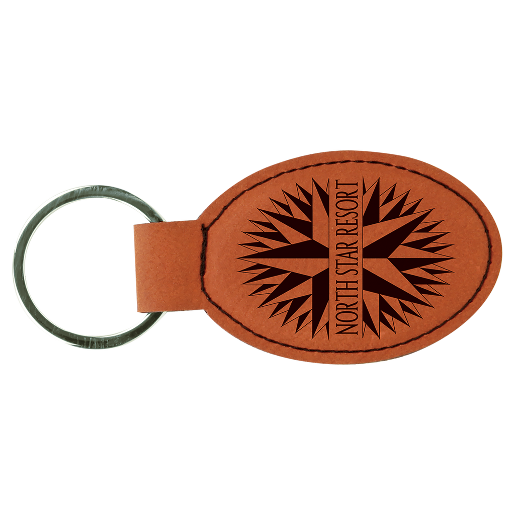Rawhide Leatherette Oval Keychain
