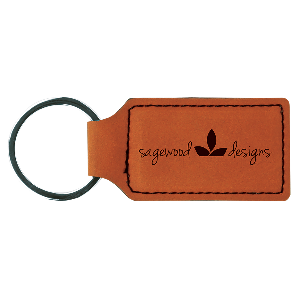 Rawhide Leatherette Rectangle Keychain