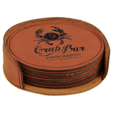 Rawhide Leatherette Round 6-Coaster Set
