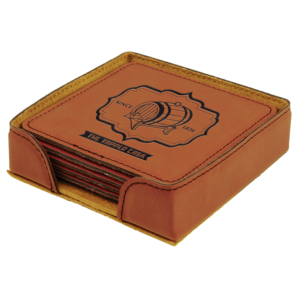 Rawhide Leatherette Square 6-Coaster Set