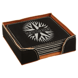 Black & Silver Leatherette Square 6-Coaster Set