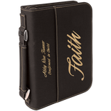 Black & Gold Leatherette Book/Bible Cover with Handle & Zipper