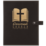 Black & Gold Leatherette Book/Bible Cover with Snap Closure
