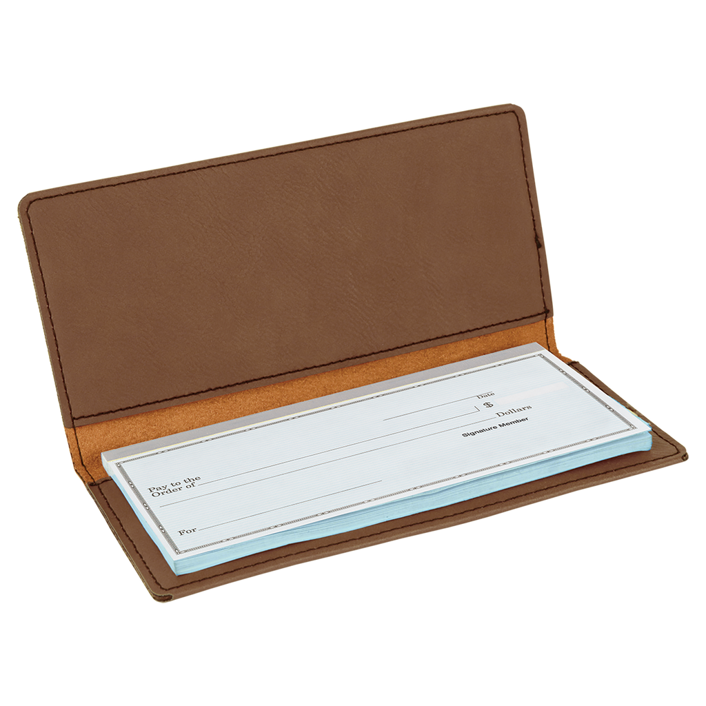Dark Brown Leatherette Checkbook Cover