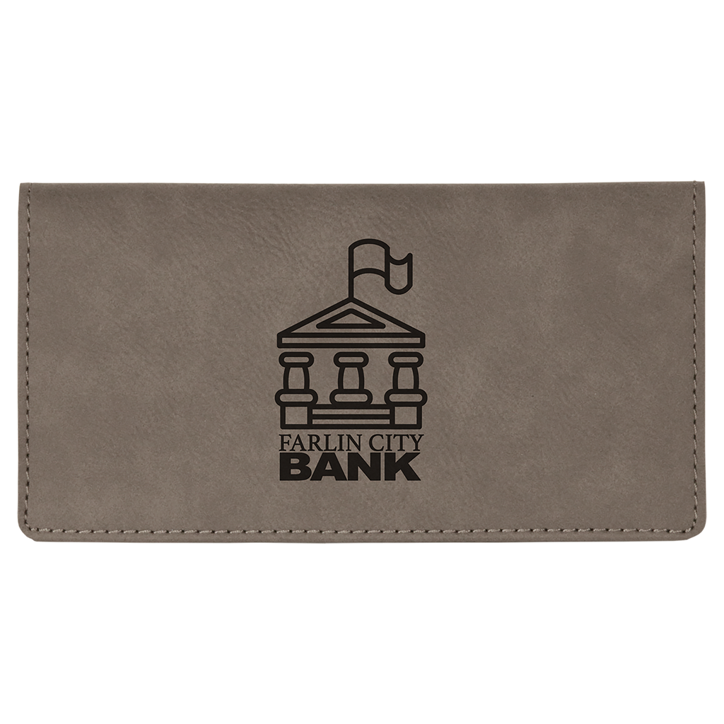 Gray Leatherette Checkbook Cover
