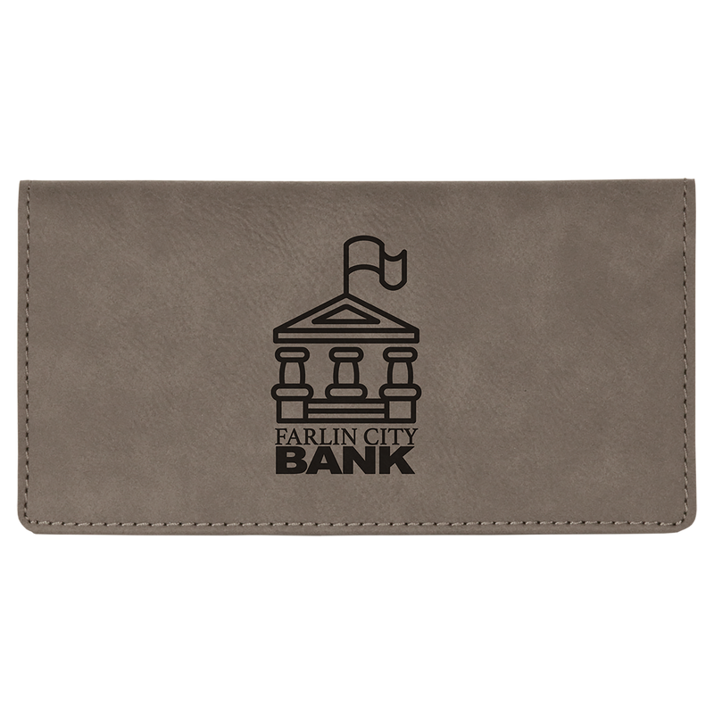 Gray Leatherette Checkbook Cover