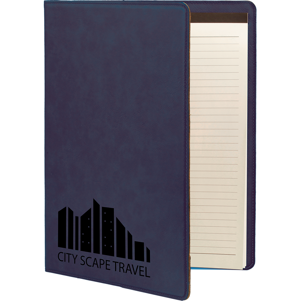 Blue Leatherette Portfolio with Notepad