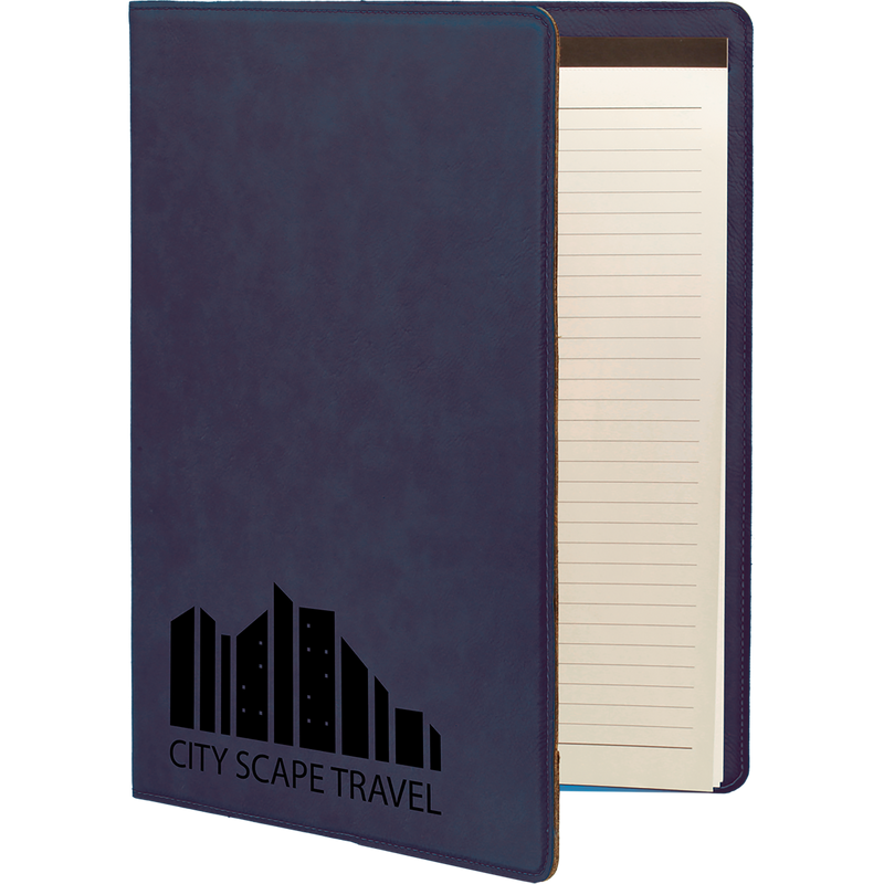 Blue Leatherette Portfolio with Notepad