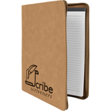 Light Brown Leatherette Portfolio with Zipper & Notepad
