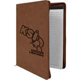 Dark Brown Leatherette Portfolio with Zipper & Notepad