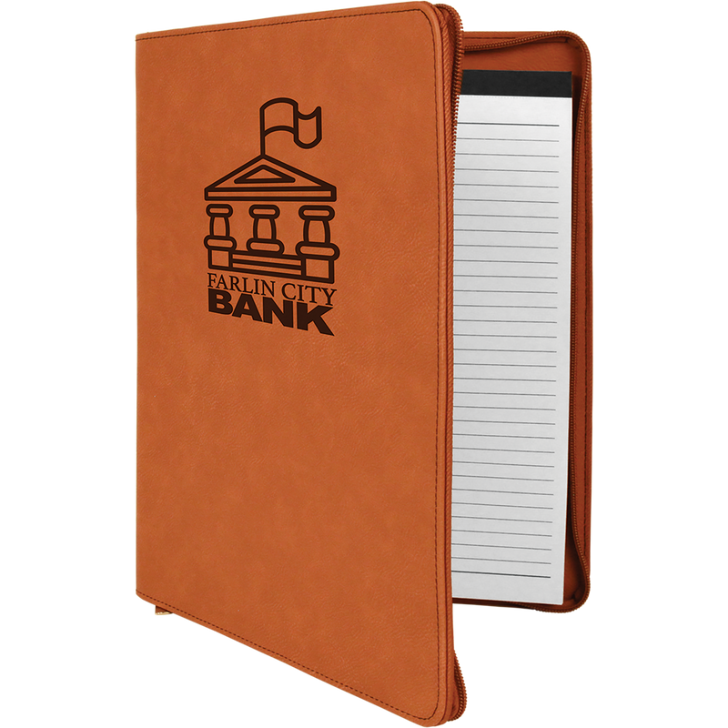 Rawhide Leatherette Portfolio with Zipper & Notepad