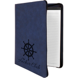 Blue Leatherette Portfolio with Zipper & Notepad