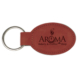 Rose Leatherette Oval Keychain