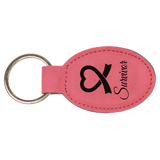 Pink Leatherette Oval Keychain