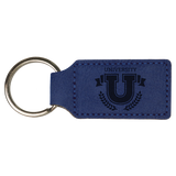 Blue Leatherette Rectangle Keychain