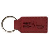 Rose Leatherette Rectangle Keychain