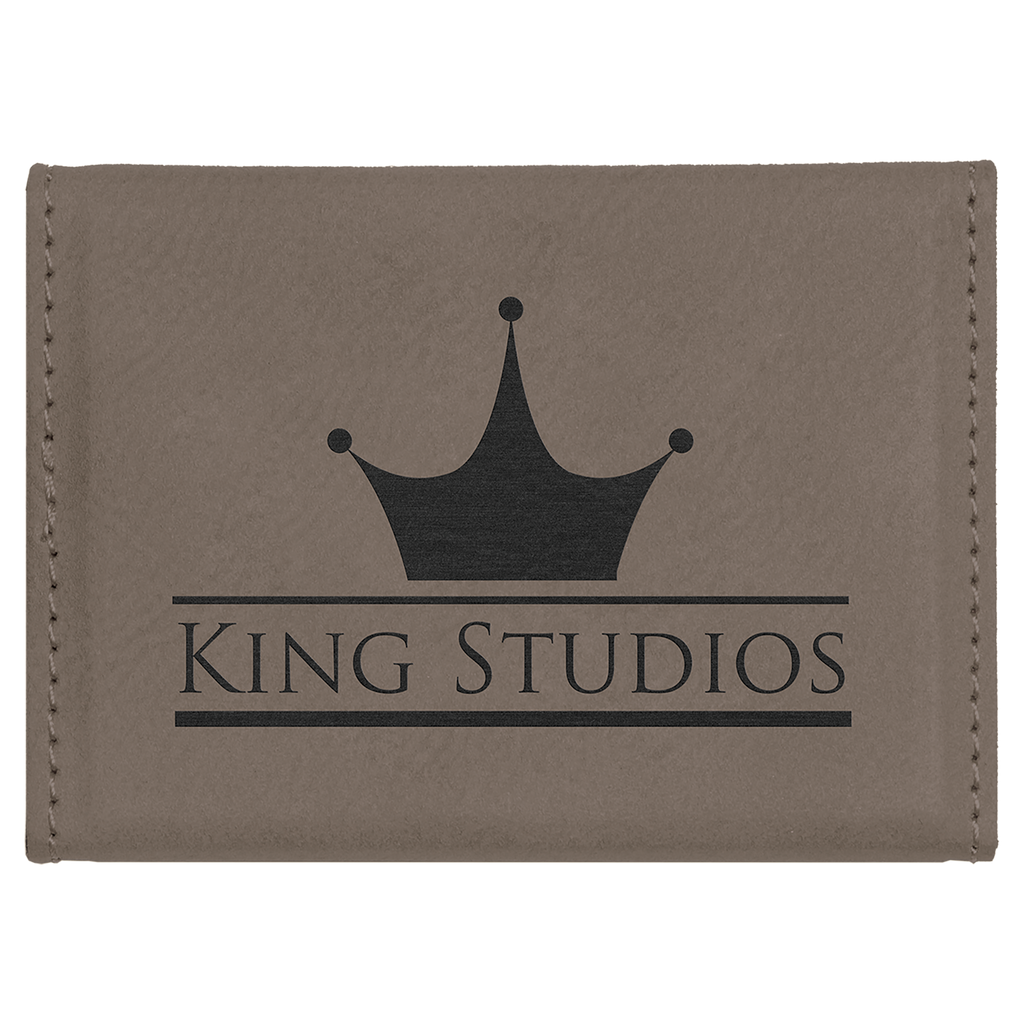 Gray Leatherette Hard Business Card Holder