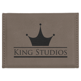 Gray Leatherette Hard Business Card Holder