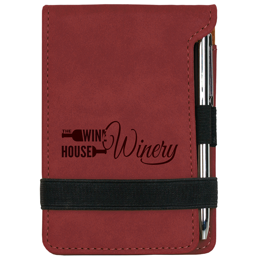 Rose Leatherette Mini Notepad with Pen & Paper