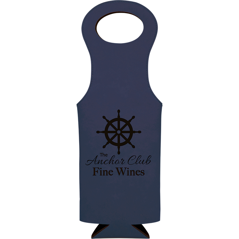 Blue Leatherette Wine Bag