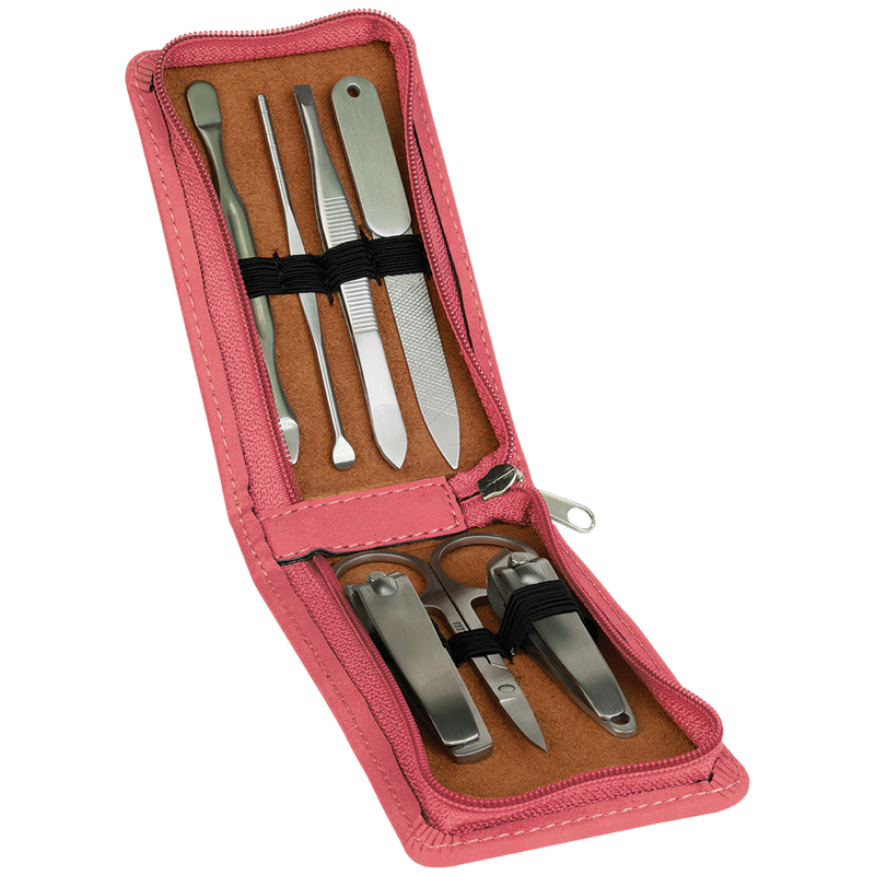 Pink Leatherette Manicure Set