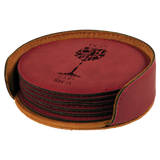 Rose Leatherette Round 6-Coaster Set