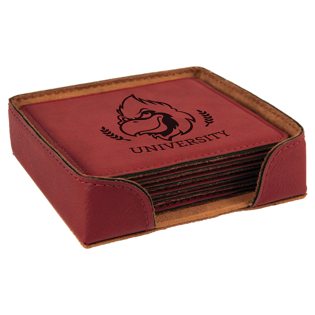 Rose Leatherette Square 6-Coaster Set